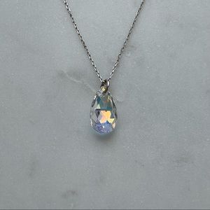 Sterling silver necklace with pear shaped swarovski crystal